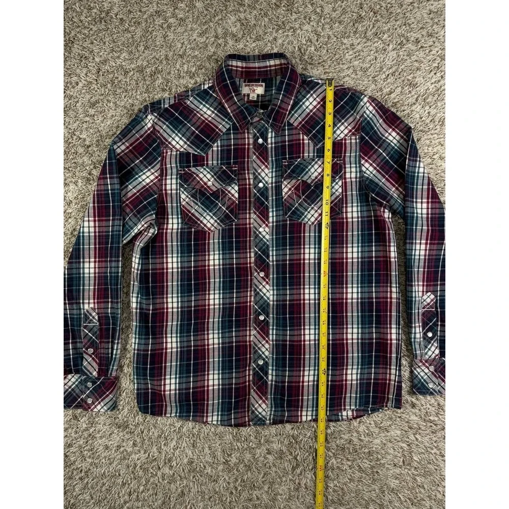 True Religion LS Western Down Plaid Shirt Men's Size Large